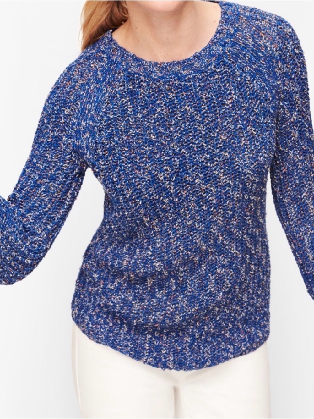 Talbots Blue Marled Crewneck Sweater - Women's